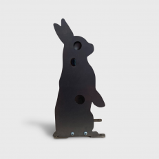 Reactive AR500 steel rabbit target — instant feedback and easy reset for airgun fun.