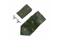 JP TIE, HANKY AND CUFFLINKS GIFT SET PHEASANT - GREEN