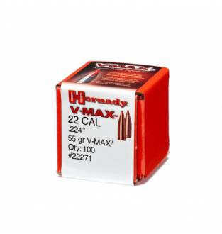 Hornady V-MAX 22/.224" 55gr (Box of 100)