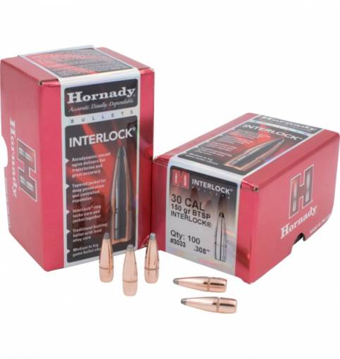 Hornady InterLock 30/.308" 150gr BT Spire Point w/Cann (Box of 100)