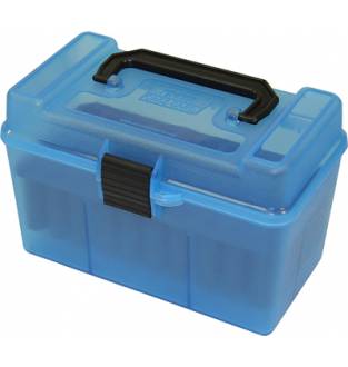 MTM Case-Gard H50RMAG Rifle Ammo Box with Handle Clear Blue