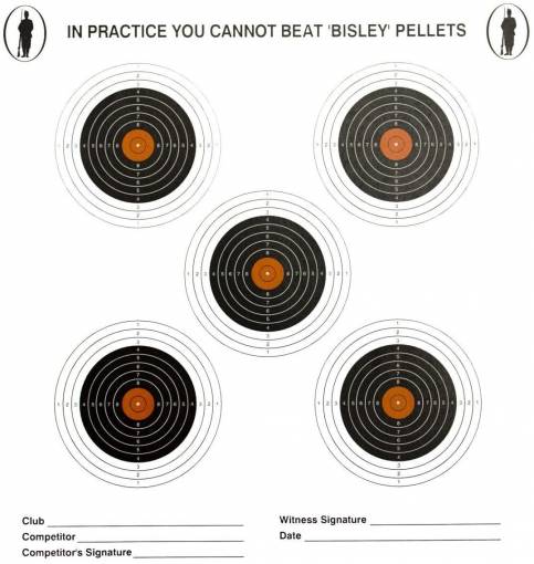 Bisley 17cm Five Targets Economy Card Grade 2 Pack of 100