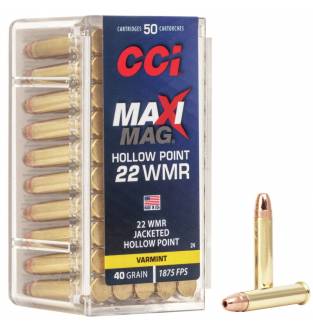 CCI .22 WMR HS Maxi-Mag 40gr Copper Hollow Point  (Box of 50)
