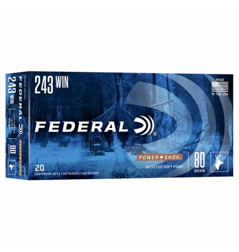 Federal .243 Power-Shok 80gr  Jacketed Soft Point (Box of 20)