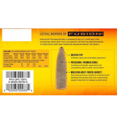 Federal .308 FUSION 150gr Soft Point  (Box of 20)