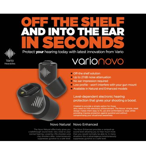 Novo Enhanced Electronic Shooting Hearing Protection Vario Hearables 
