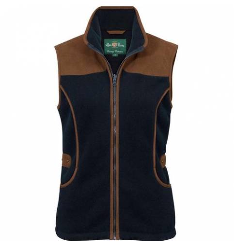Alan Paine Aylsham Ladies Fleece Shooting Waistcoat In Dark Navy