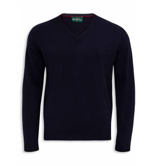 Alan Paine Streetly Lambswool V Neck Jumper Navy