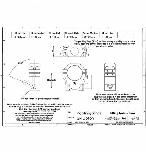 Britannia Rails 30mm QR Picatinny Rings - Medium