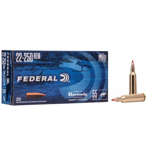 Federal .22-250 HORNADY 55gr V-MAX (Box of 20)