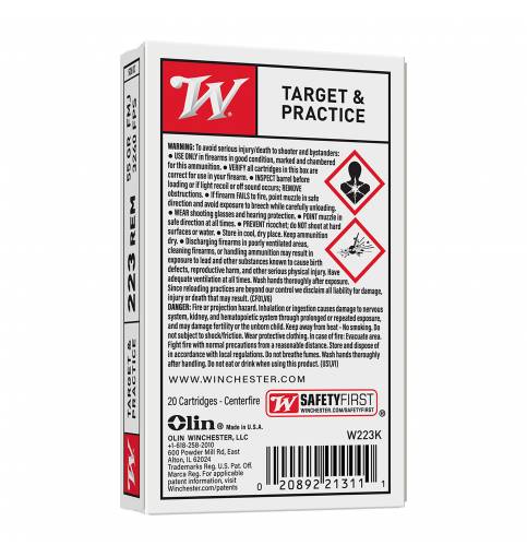 Winchester 223Rem FMJ 55gr - Box of 20