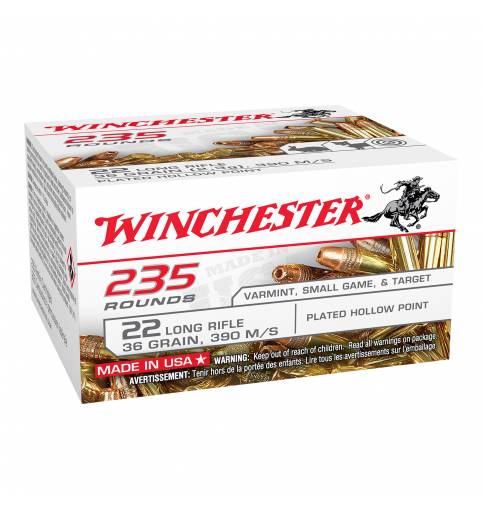 Winchester .22LR Super-X 36gr Plated Hollow Point - Box of 235